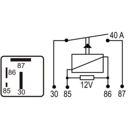 RELE INJECAO COMPATÍVEL 4T 12V 40A AUDI/SANTANA/GOLF - SEM SUPORTE DNI0109