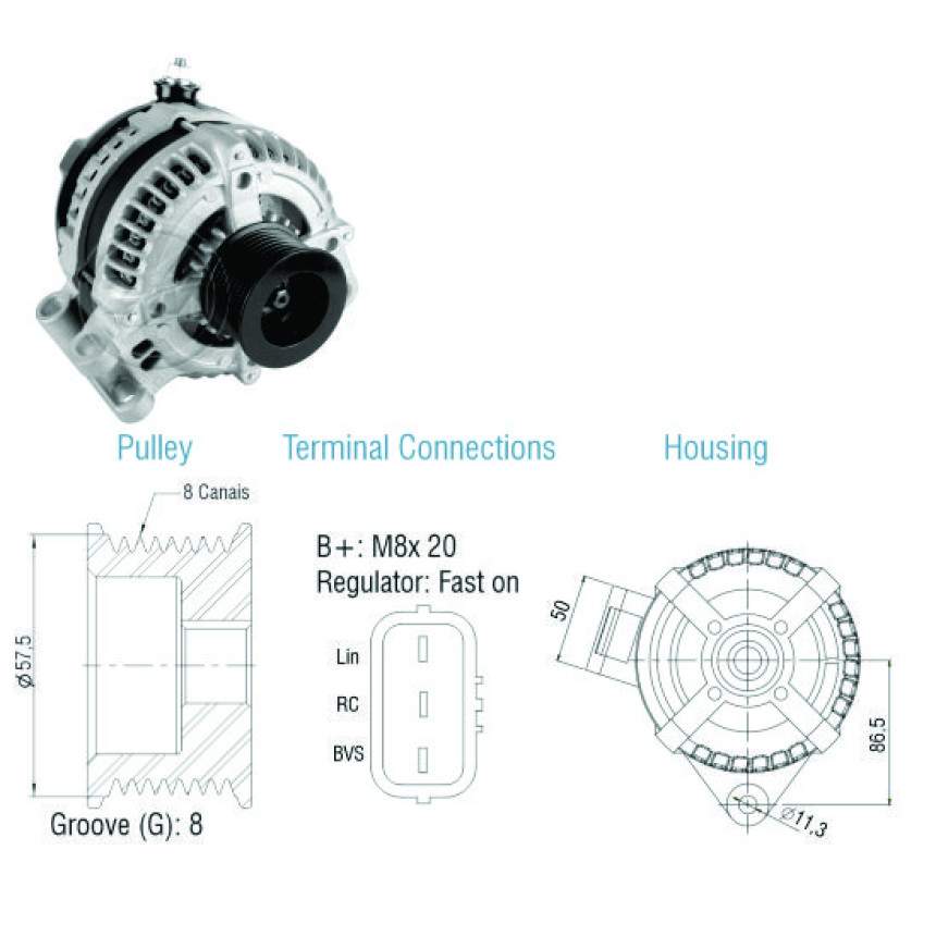 ALTERNADOR COMPATÍVEL DENSO 12V 150A LAND/RANGE ROVER 3.6 TD V8 06>13 ZM9070506
