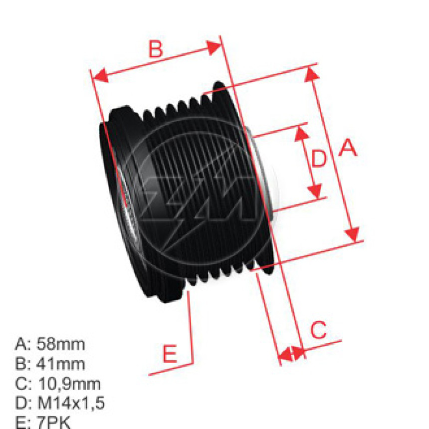 POLIA RODA LIVRE 7PK-57-M14 COMPATÍVEL DENSO HILUX/RAV4/COROLLA 5609 ZM9600523
