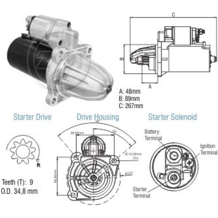 MOTOR PARTIDA COMPATÍVEL BOSCH-DW-GR 9D EM PE - MB 1113/BANDEIRANTE ZM8013202