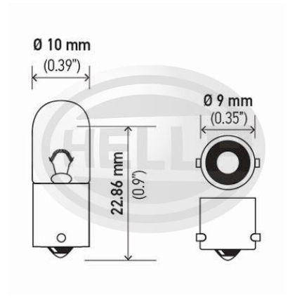 LÂMPADA 69 12V 4W BA9S PAINEL/MEIA LUZ 10PC HELLA HE3893