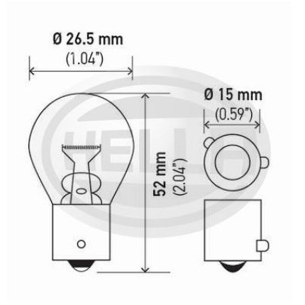 LÂMPADA 1056 24V 21W 1POLO - PINO Y TRANSVERSAL AMARELA 10PC HELLA HE7510LTS