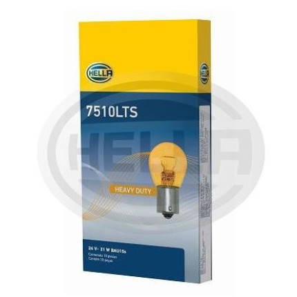 LÂMPADA 1056 24V 21W 1POLO - PINO Y TRANSVERSAL AMARELA 10PC HELLA HE7510LTS