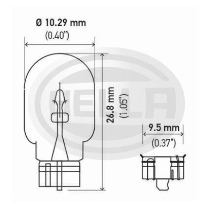 LÂMPADA PINGÃO 2821 12V 3W - BASE VIDRO 10PC HELLA HE2821