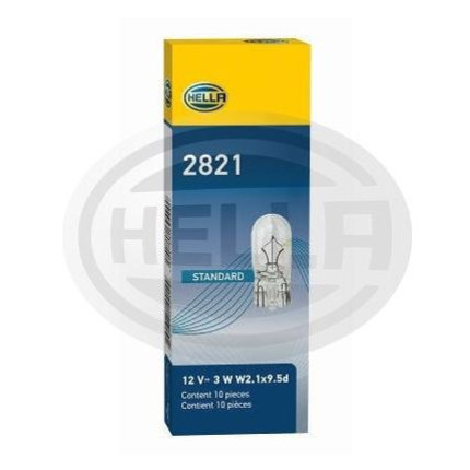 LÂMPADA PINGÃO 2821 12V 3W - BASE VIDRO 10PC HELLA HE2821