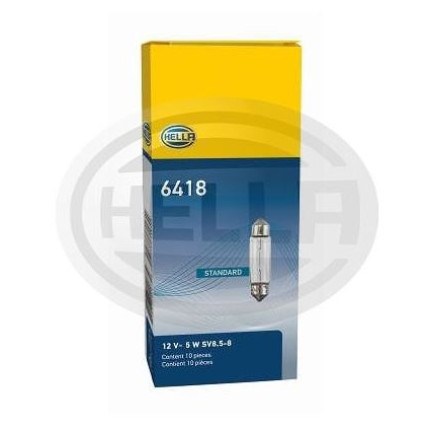 LÂMPADA TORPEDO MEDIA 12V 5W 10X36 10PC HELLA HE6418
