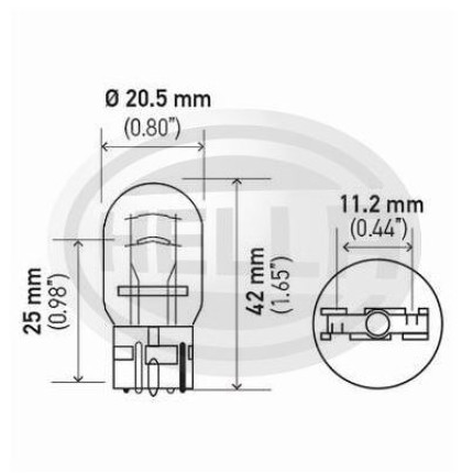LÂMPADA 6942 12V 21/5W 2POLOS - BASE VIDRO GRANDE HELLA HE7443