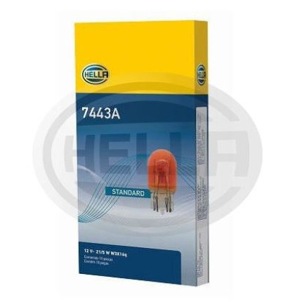 LÂMPADA 6942 12V 21/5W 2POLOS - BASE VIDRO GRANDE AMARELA HELLA HE7443A