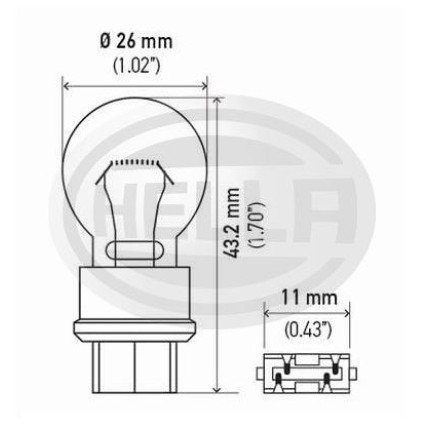 LÂMPADA 3157 12V 27/7W 2POLOS BASE PLASTICA HELLA HE3157