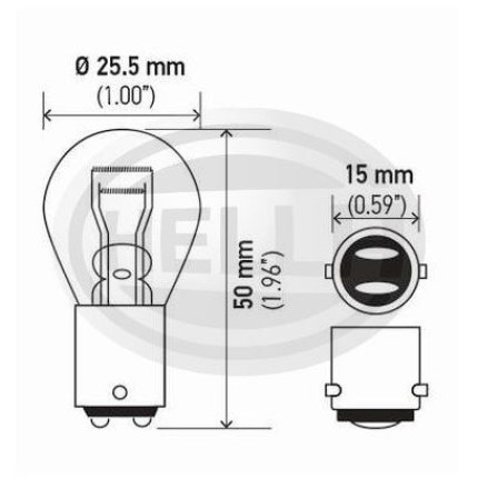 LÂMPADA 1176 12V 21/5W 2POLOS ENCONTRADOS HELLA HE1176
