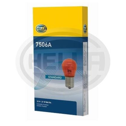 LÂMPADA 1141 12V 21W 1POLO AMARELA 10PC HELLA HE7506A