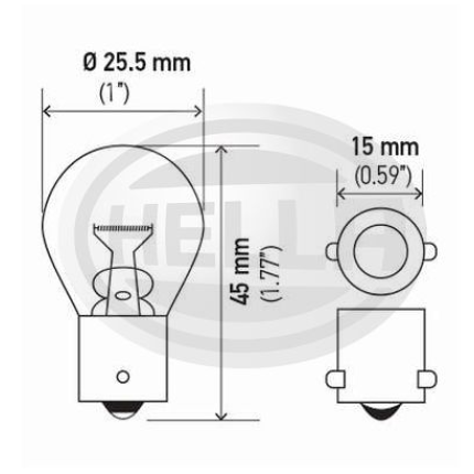 LÂMPADA 1141 12V 21W 1POLO AMARELA 10PC HELLA HE7506A