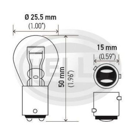 LÂMPADA 1034 12V 21/5W 2POLOS DESENCONTRADA VERMELHA HELLA HE7538