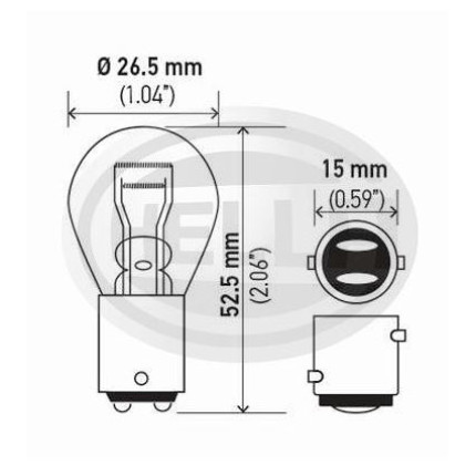 LÂMPADA 1057 12V 21/5W 2POLOS PINO Y TRANSVERSAL 7528/7225 HELLA HE7225