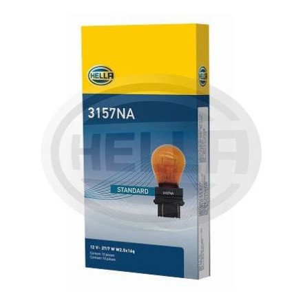 LÂMPADA 3157 12V 27/7W 2POLOS BASE PLASTICA AMARELA HELLA HE3157NA