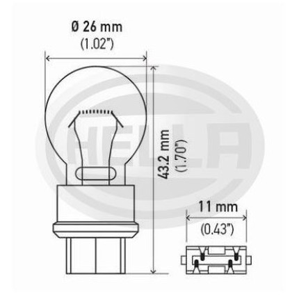 LÂMPADA 3156 12V 27W 1POLO BASE PLASTICA HELLA HE3156