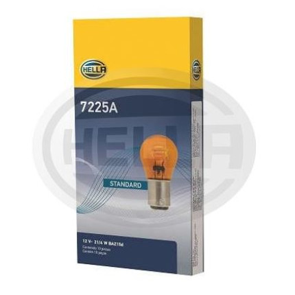 LÂMPADA 1057 12V 21/5W 2POLOS PINO Y TRANSVERSAL AMARELA 7528/7225 HELLA HE7225A