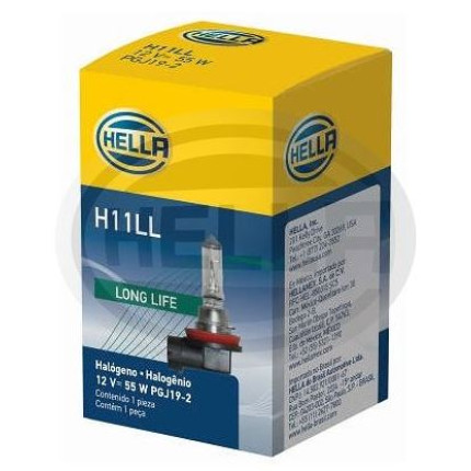 LÂMPADA H11 12V 55W - FAROL MILHA LONG LIFE HELLA HEH11