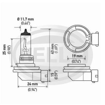 LÂMPADA H11 24V 70W - FAROL MILHA DOUBLE POWER HELLA HEH1124VDP