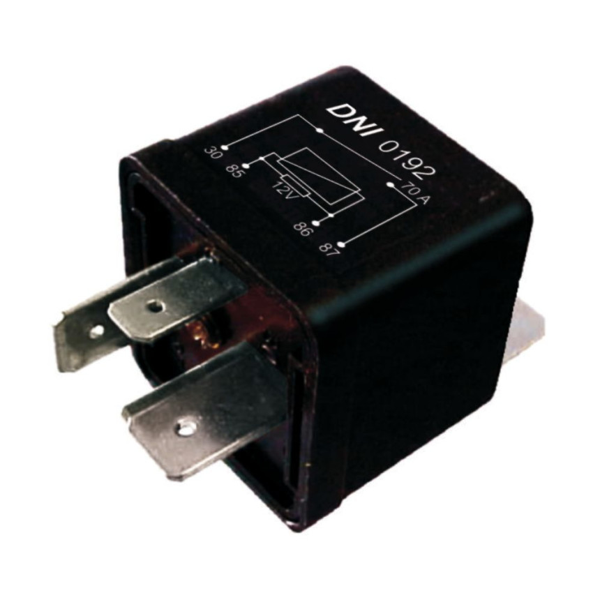 RELE AUXILIAR COMPATÍVEL 12V 70A 4T C/SUPORTE DNI0192