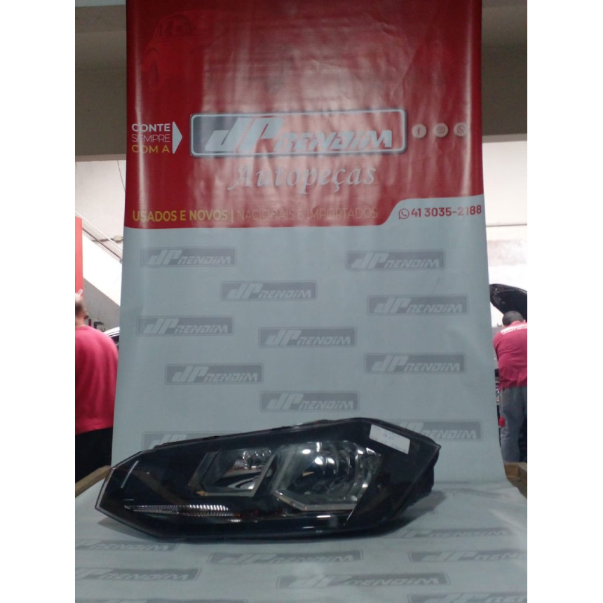 Farol Esquerdo VW Polo-Virtus Máscara Negra Vw-57 Ano 2018 2019 2020 2021 2022 - Usado