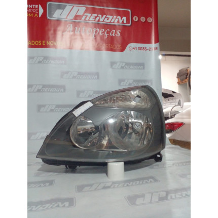 Farol Esquerdo Renault Clio Máscara Cinza Re-08 Ano 2006 2007 2008 2009 2010 2011 2012 - Usado