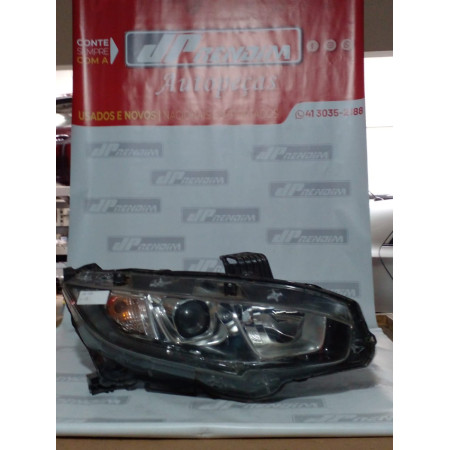 Farol Direito Honda New Civic C/ Led H-17 Ano 2017 2018 2019 2020 - Usado