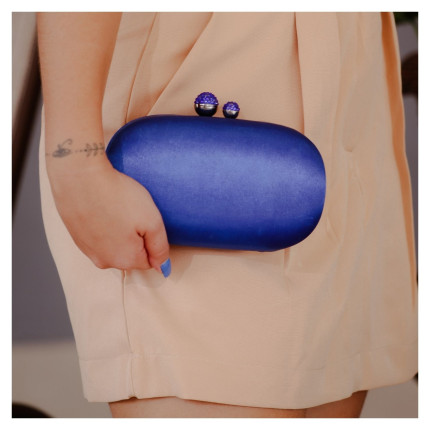 Clutch Cetim Azul Bic 