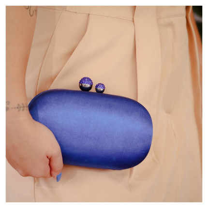 Clutch Cetim Azul Bic 