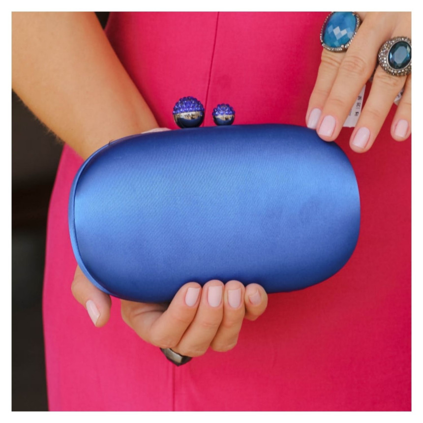 Clutch Cetim Azul Bic 