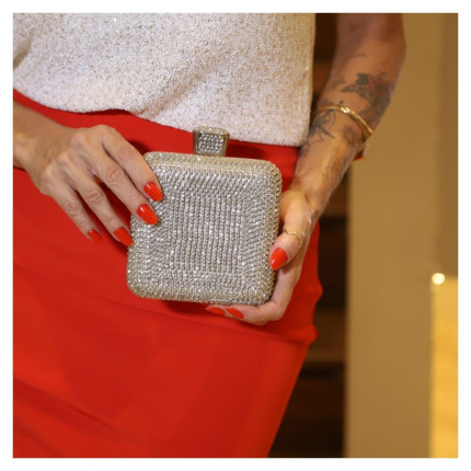 Clutch Quadrada Strass Klaus