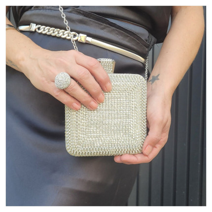 Clutch Quadrada Strass Klaus