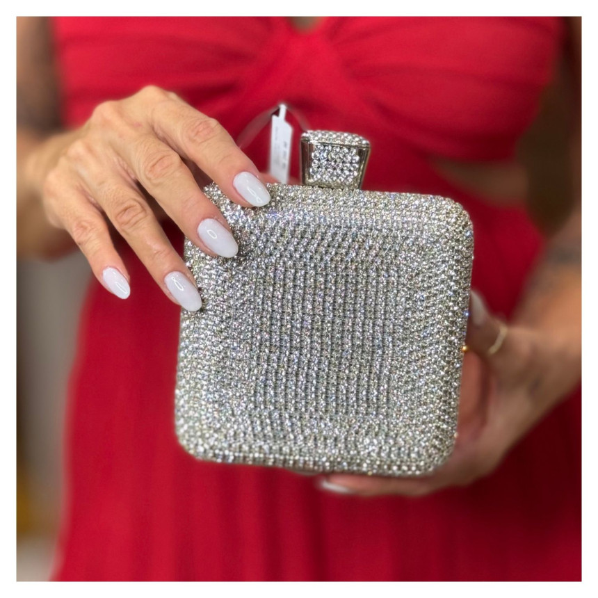 Clutch Quadrada Strass Klaus