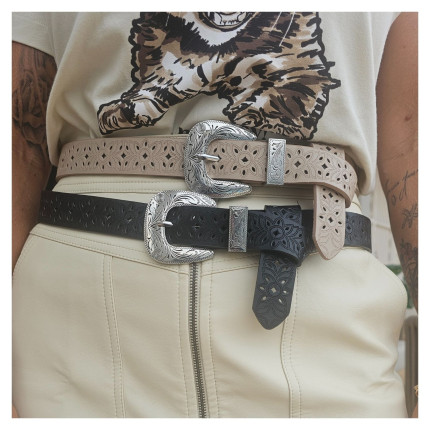 Cinto Preto Desenhos Flores