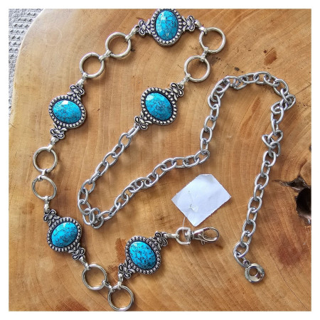 Cinto Elos Pedras Turquesa