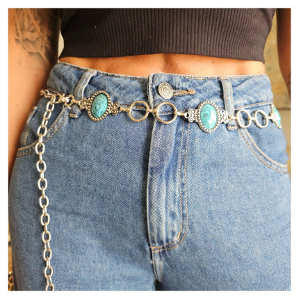 Cinto Elos Pedras Turquesa