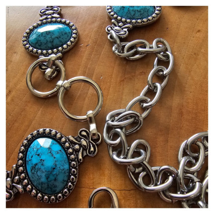 Cinto Elos Pedras Turquesa