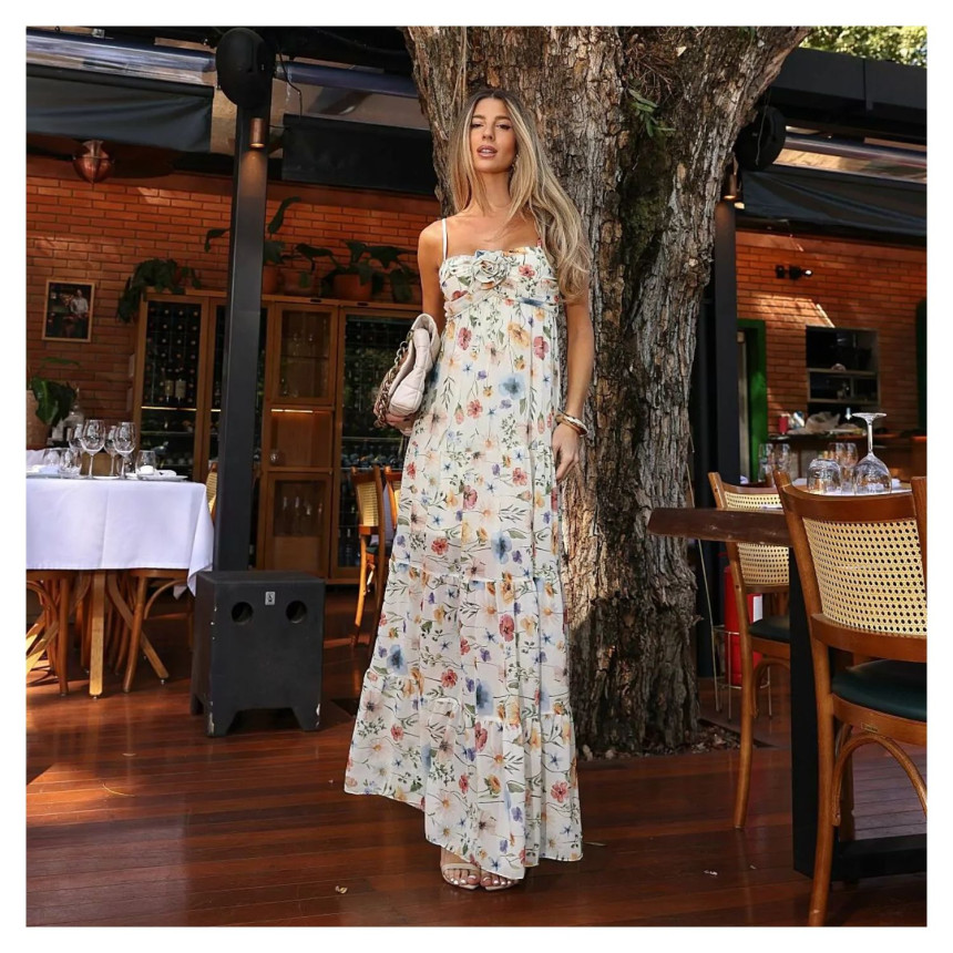 Vestido Longo Flores