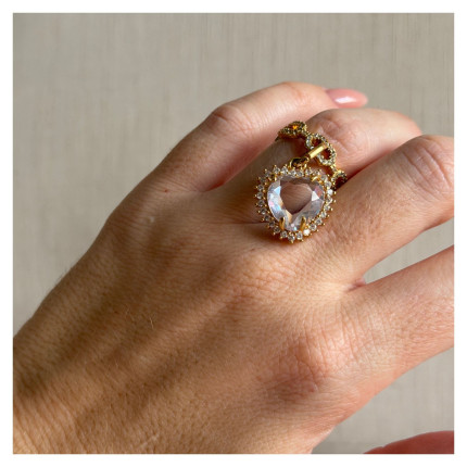 Anel Coração Transparente