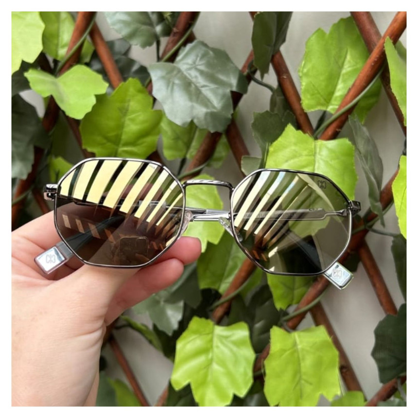 Óculos Carmim Hexagonal