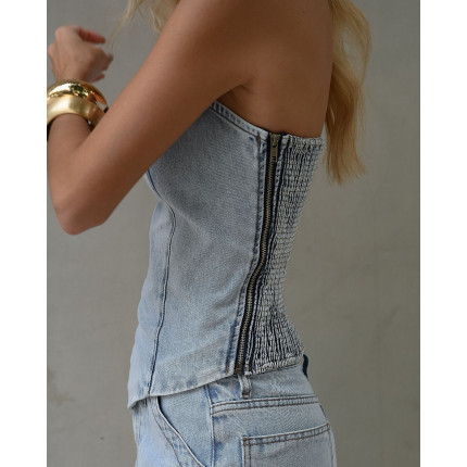 Blusa Assimetrica Jeans