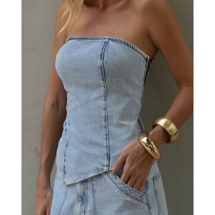 Blusa Assimetrica Jeans