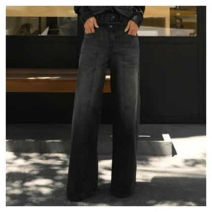 Calça Wide Leg Cós Duplo