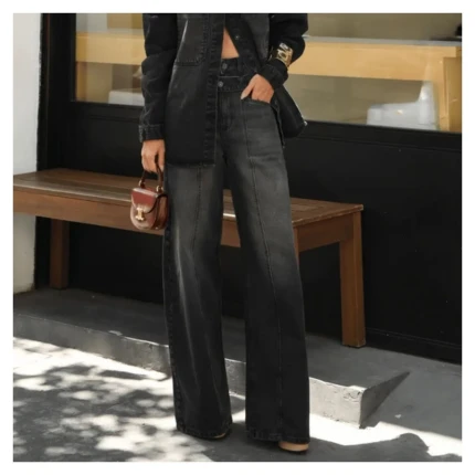 Calça Wide Leg Cós Duplo