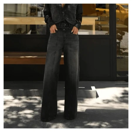 Calça Wide Leg Cós Duplo