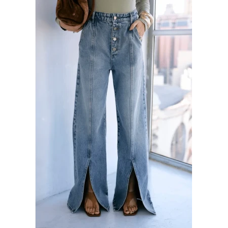 Calça Wide Leg Fenda