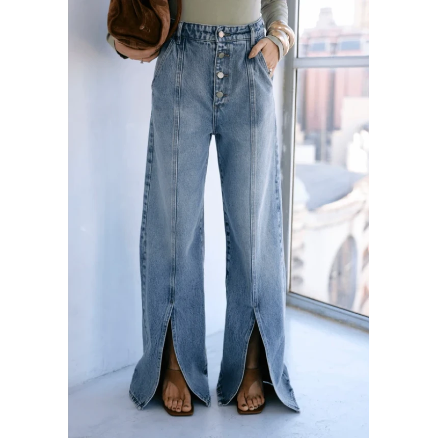 Calça Wide Leg Fenda