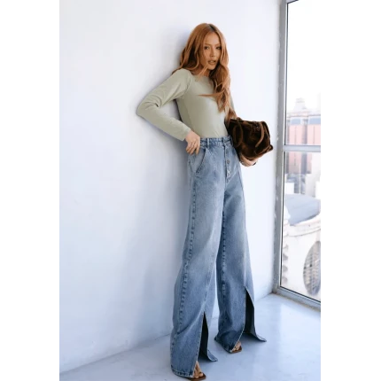 Calça Wide Leg Fenda