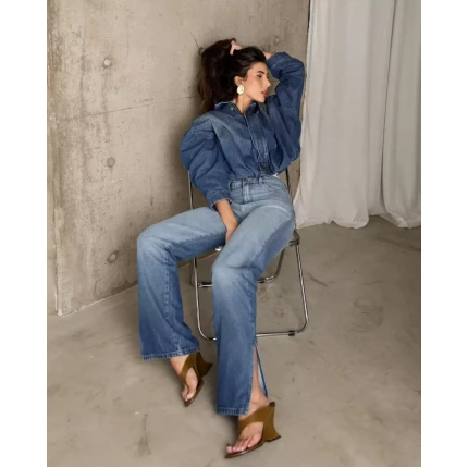 Calça Jeans Reta Fenda