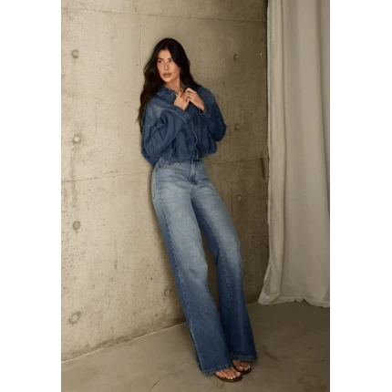 Calça Jeans Reta Fenda